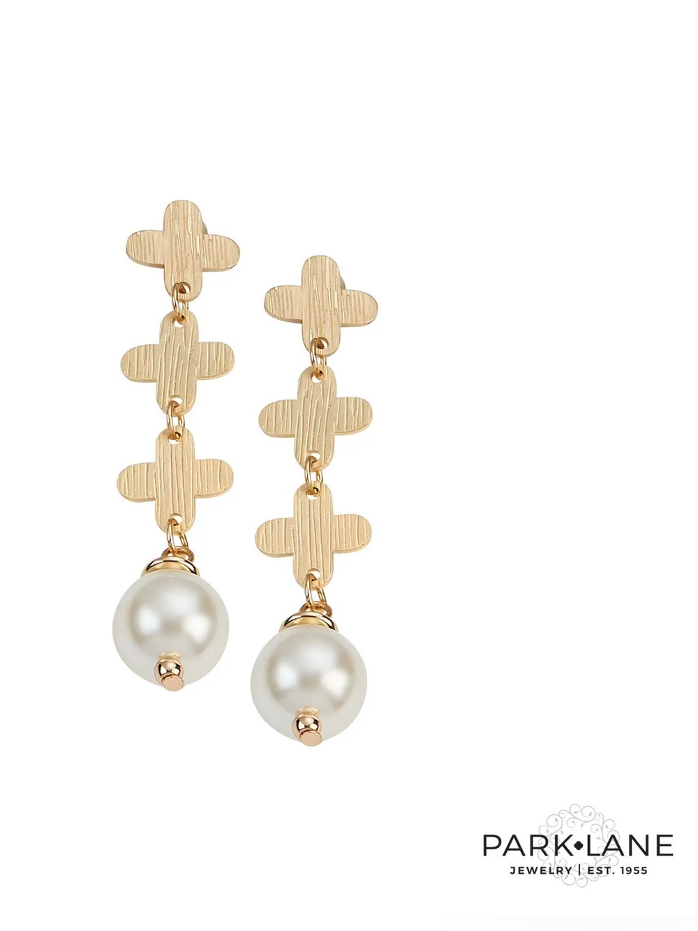 Park Lane SUNRAY Earrings Quatrefoil Pearl Drop Dangles NWT